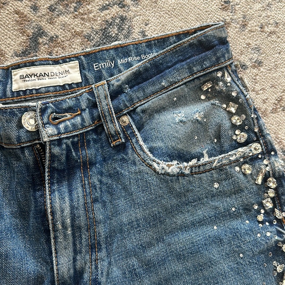 Embellished Mid Rise Bootcut Jean - Picture 2 of 6